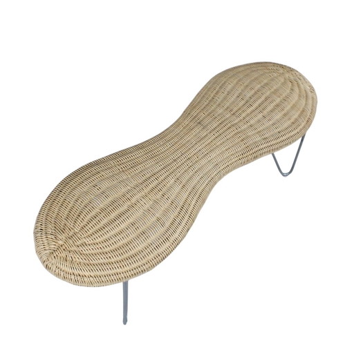 IKEA Peanut bench made of wickerwork Sweden 1980s.