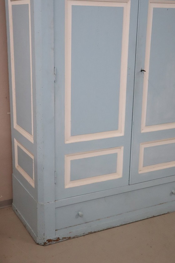 Image 1 of Antieke kledingkasten van gelakt sparren- en populierenhout, Italië, 19e eeuw