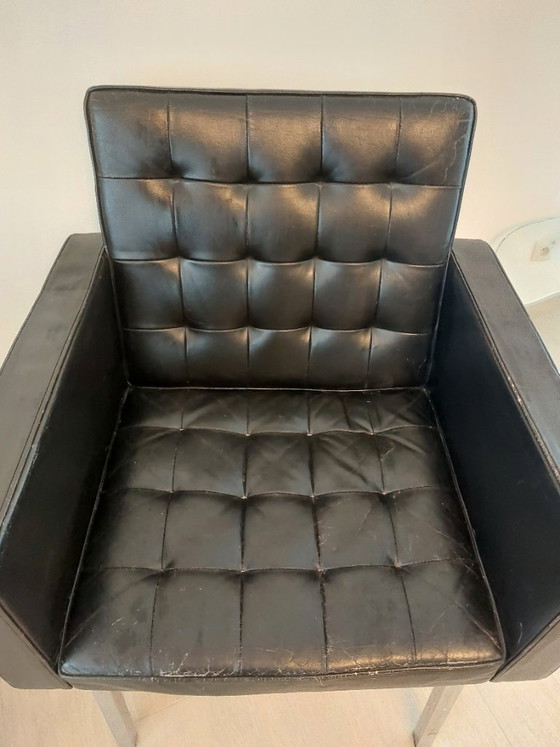 Image 1 of 2 armchairs Vincent Cafiero, Leather, Knoll International, 50s