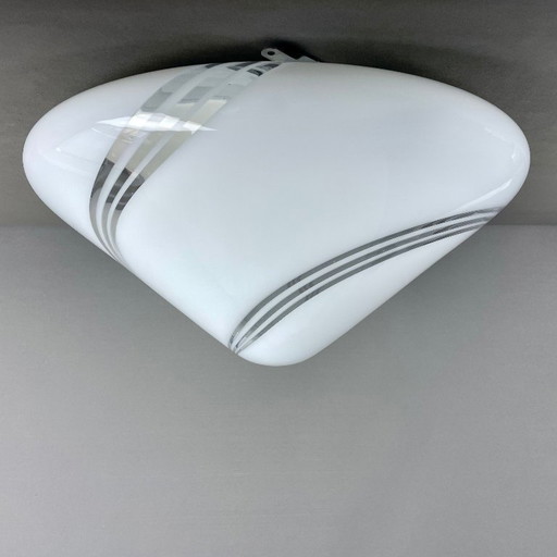 XL vintage Murano plafondlamp met geblazen glas uit de jaren 70-80. Drie lampen, diameter 45 cm.