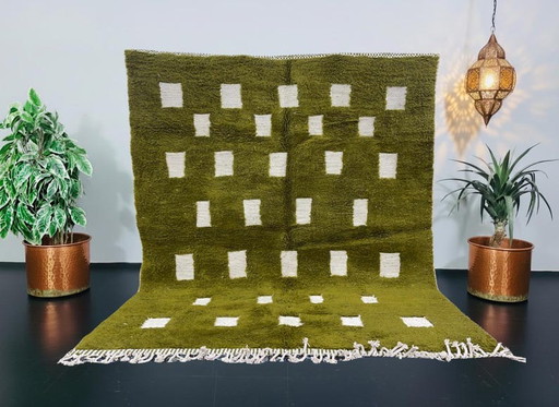 Tapis En Laine Pure Naturelle Vert Et Blanc Traditionnelle 200x300 Cm – Ahrend, vloerkleden en tapijten, Wool
