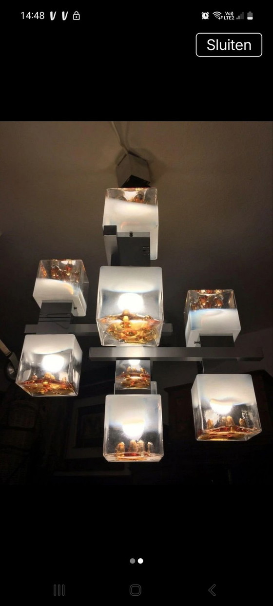 Lampadario vintage – Mazzega, Vetro, Metallo (photo 3 of 7)