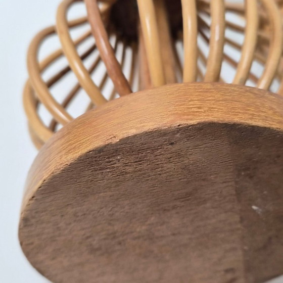 Image 1 of PAIR OF VINTAGE 1960S TABLE LAMPS IN RATTAN & BEECH 60S 1960S 1960s