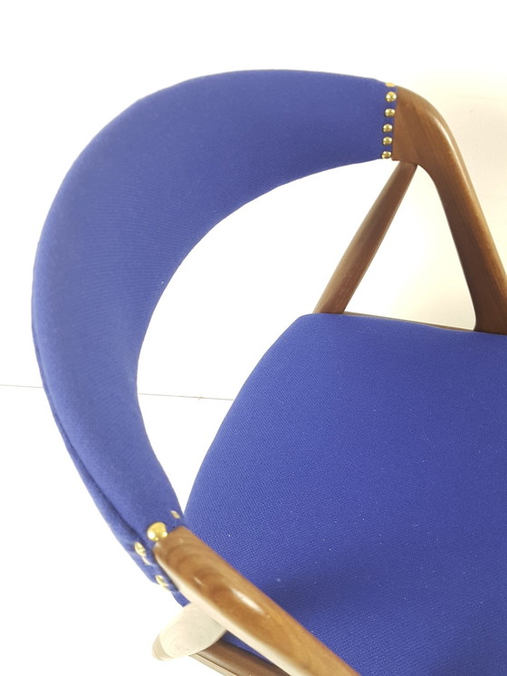 Image 1 of 2 teak stoelen Model 31 Dining Chairs Kai Kristiansen wol De Ploeg nieuw gestoffeerd 