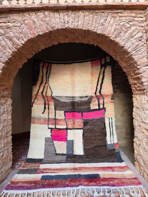 Abstract Moroccan Boujaad rug pink 280 x 178 cm