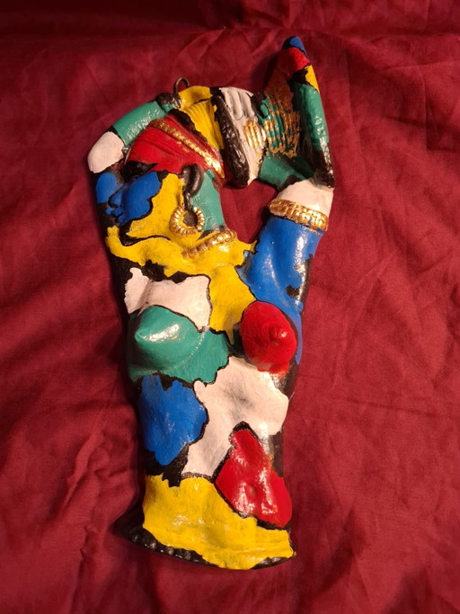 Rilievo murale in alluminio pressofuso, stile Pop Art postmoderno, 31 cm – ispirata a Niki de Saint Phalle – wanddecoratie