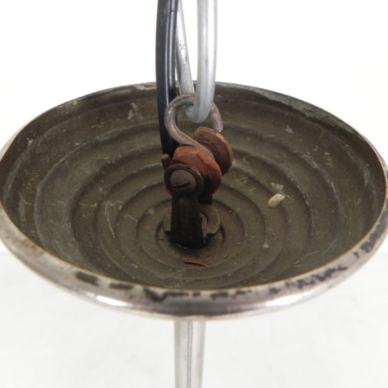 Image 1 of Lampada a sospensione Art Déco con sfera di vetro e raffinata decorazione geometrica, anni '30