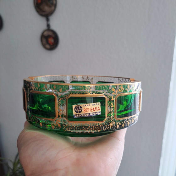 Bohemia Crystal Ashtray Emerald Green with Real Gold Czechoslovakia 60s/70s – Decorative Objects (photo 2 of 11)