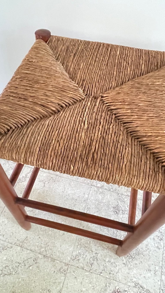 Image 1 of Vintage Geometric Straw Stool