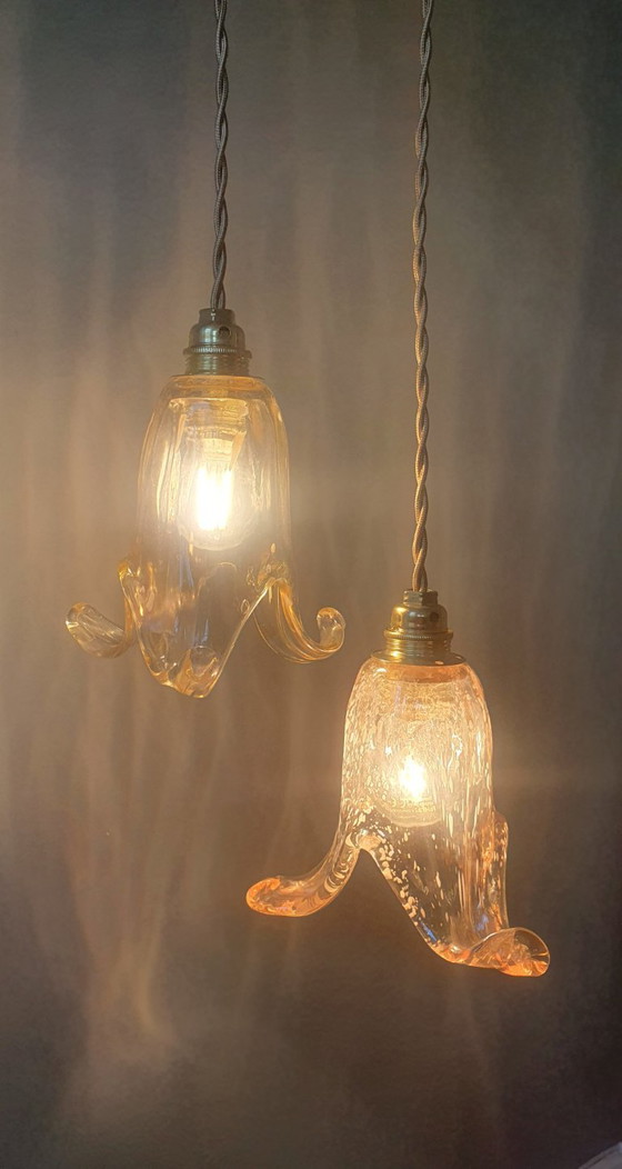 Image 1 of Set di 2 lampade a sospensione vintage di Murano - Italia - Murano