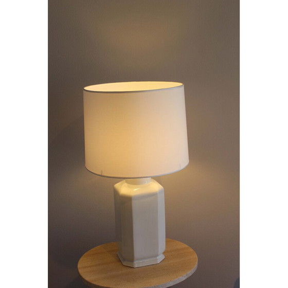 Image 1 of Vintage white lacquered ceramic table lamp, Italy 1970