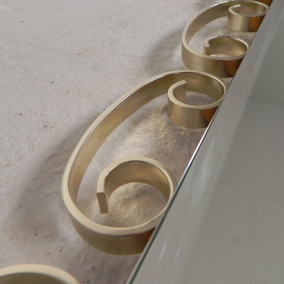 Image 1 of Vintage geslepen spiegel in aluminium frame, jaren 50