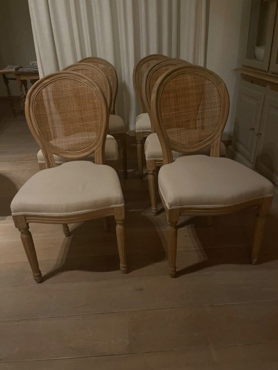 Image 1 of Uitschuifbare eiken kloostertafel met 6 stoelen