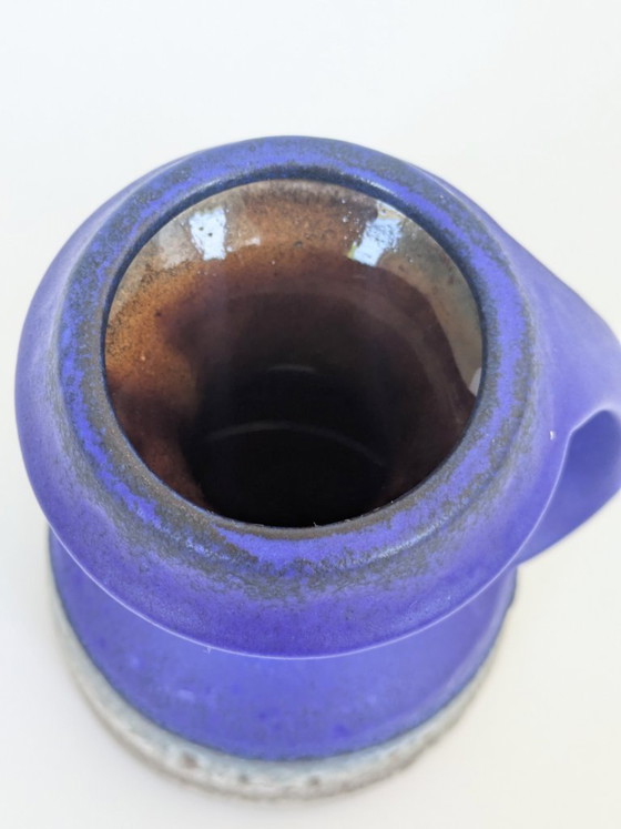 Image 1 of Steuler Keramik West-Duitsland vaas met blauw handvat, Fat Lava MCM 315/15 Cari Zalloni stijl