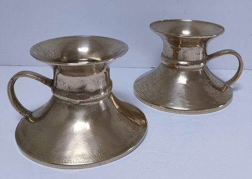 coppia di candelabri vintage in ottone massiccio