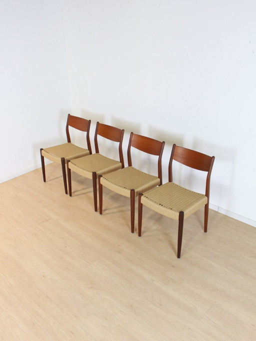 4x Fristho vintage eetkamerstoelen papercord