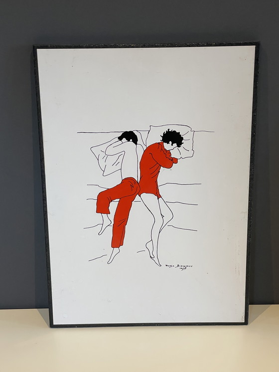 Image 1 of Originele vintage tweeluik op board – minimalistische kunst (1978, gesigneerd)