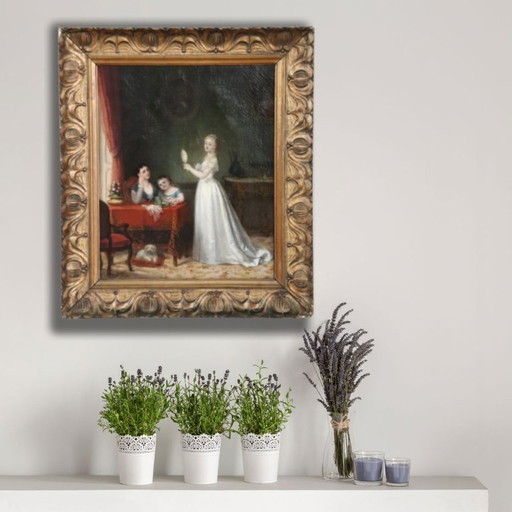 Scene Between Girls, Oil Painting on Canvas, Italy 19th Century