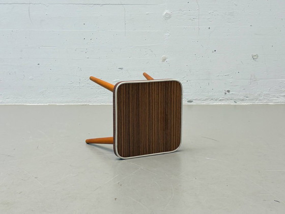 Image 1 of Postmodern plant stand / flower stool with wood veneer, 1970s–1980s