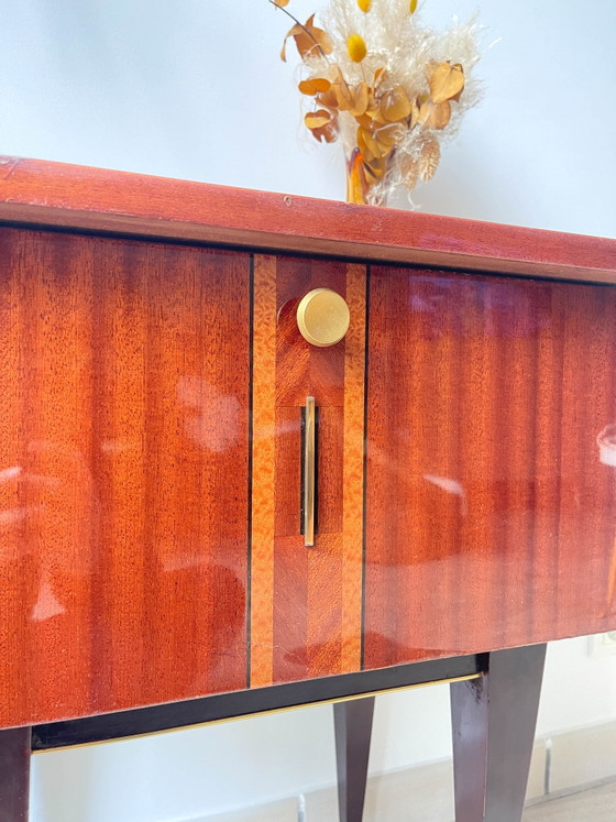 Comodino vintage in legno e ottone, 1950 – Mobili da giardino, Wood, Brass, Scandinavian (photo 4 of 12)
