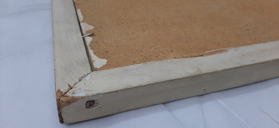 Image 1 of Vintage gesigneerd olieverfschilderij op vezelplaat, herfstbomen