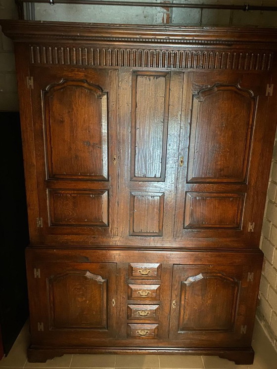Credenza Antica in Rovere (Buffet À Deux Corps) – Rovere Massiccio – Armadi a muro, Wood, Brass (photo 4 of 6)