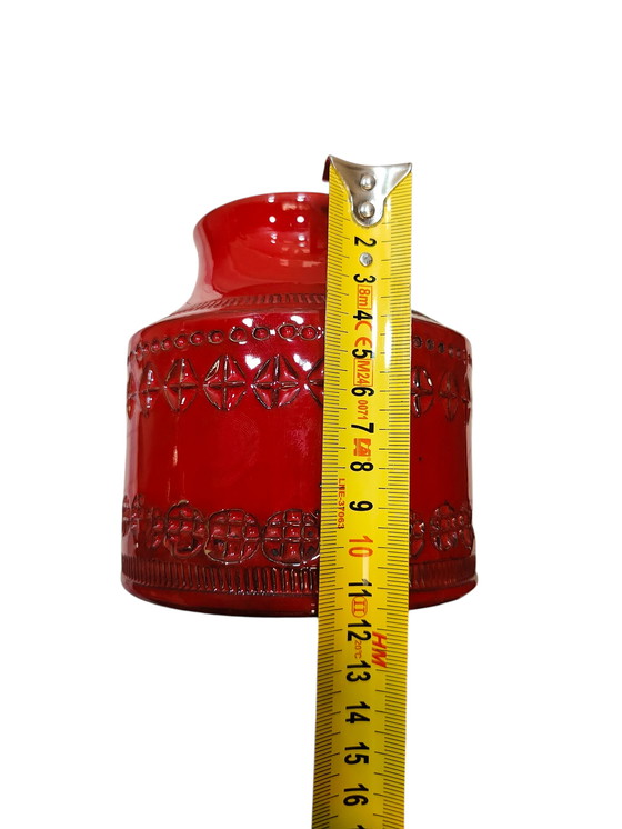 Image 1 of Bitossi Rimini Rosso Vase 1960er | Aldo Londi Italian Mid-Century Ceramic Red Glazed Design