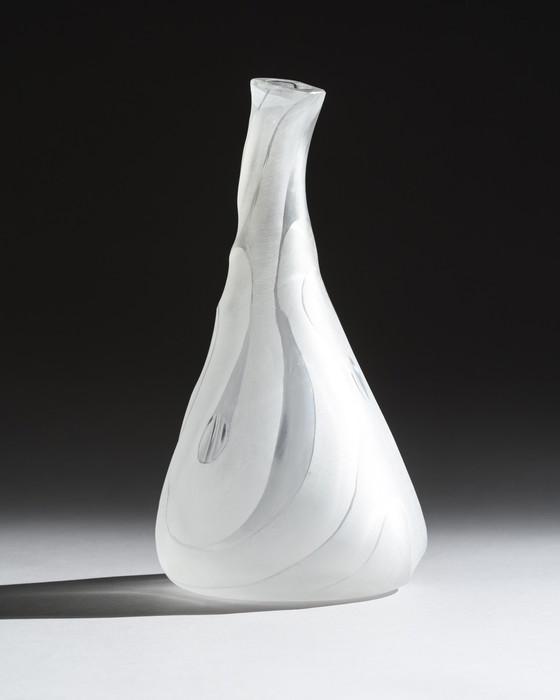 Image 1 of Brutalistische Kunstglasvase, deutsches Studio, signiert HM 1978, Hanns Model Stuttgart, 32 cm