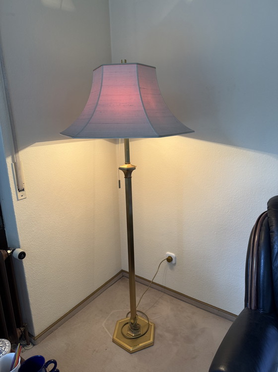 Image 1 of Lampada da terra vintage con paralume in tessuto