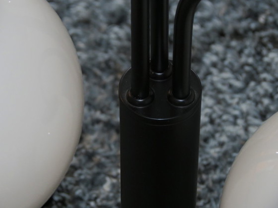 Image 1 of lampada da tavolo retrò bianca e nera con 3 sfere di vetro