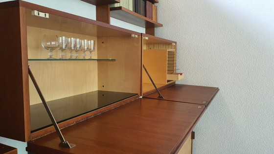 Large mid-century shelving system “Wall I” by Dieter Wäckerlin for Behr, 1950s – Shelving unit, Wood (photo 4 of 8)