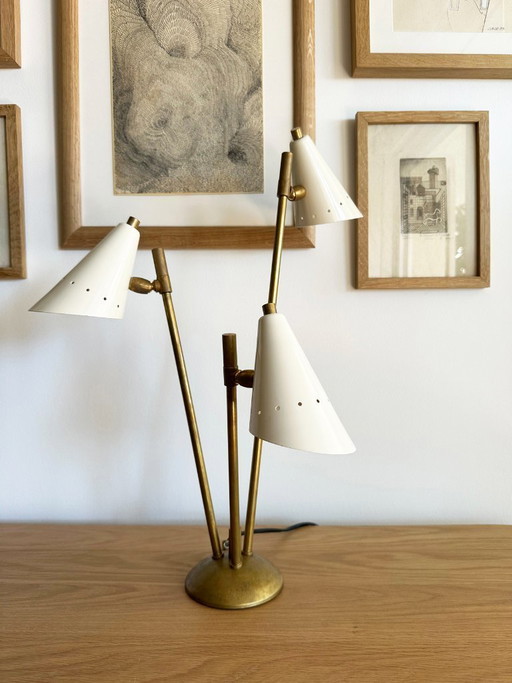 Page 1 of 14 Italian three-headed brass lamp, 1950s design