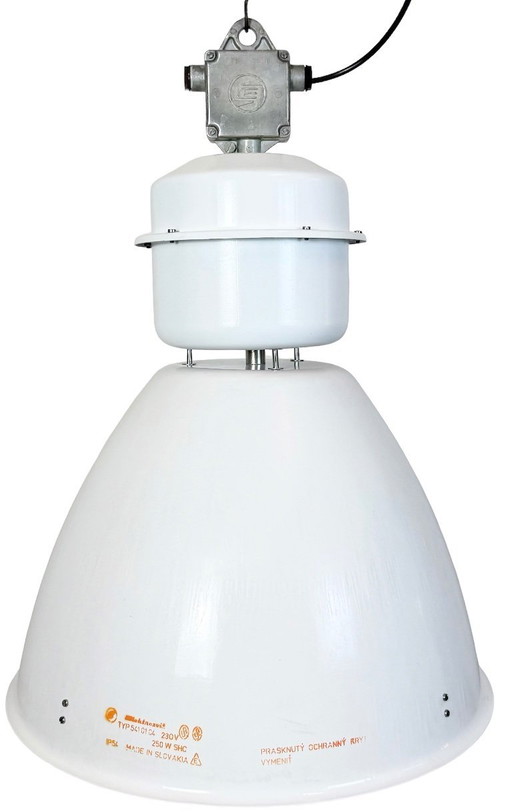 Lámpara industrial grande de esmalte blanco de Elektrosvit, década de 1990