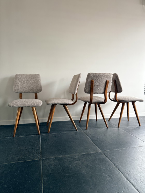 4 Vintage Chairs – Dining chairs, Textile, Wood (photo 2 of 7)