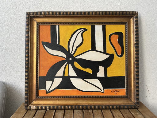 Vintage Cubist Oil Painting – Signed “F. Léger 21”