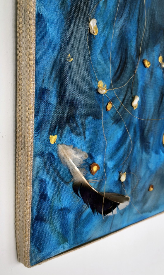 Image 1 of Archangel, handmade artwork with mixed media.