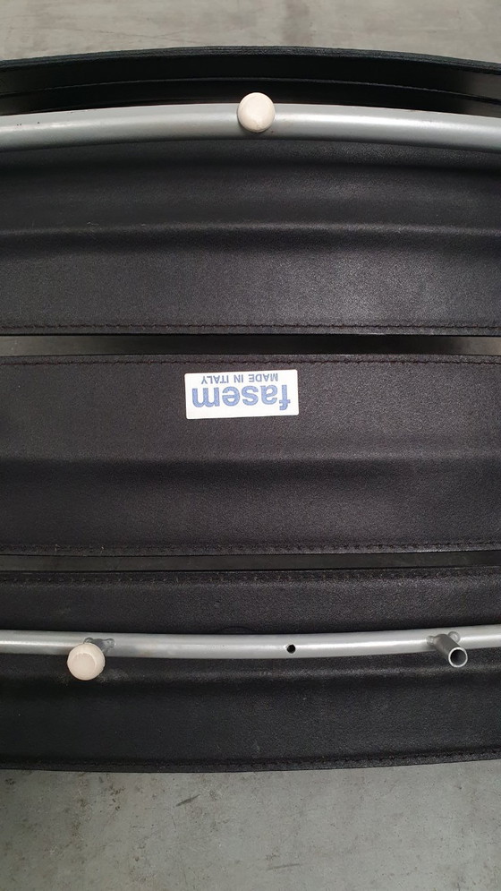 Image 1 of 4x Giancarlo Vegni Fasem Italia Stripe Zadelleer Vintage Stoelen Design