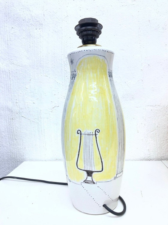 Image 1 of Italiaanse keramieken tafellamp uit de jaren 50 ontwerp Milvia Quadrifoglio