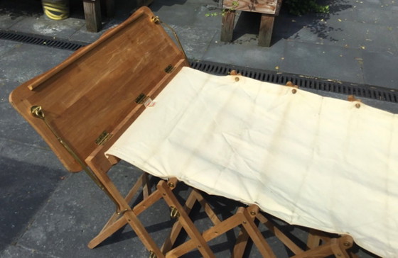 Extendable Teak Sun Lounger – Unopiù, Sunbed, Wood, Canvas (photo 9 of 16)