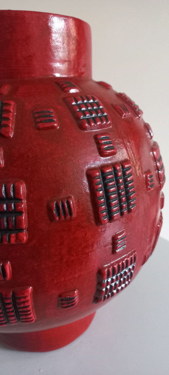 Image 1 of Oggetto vaso vintage pesante in ceramica con rilievo