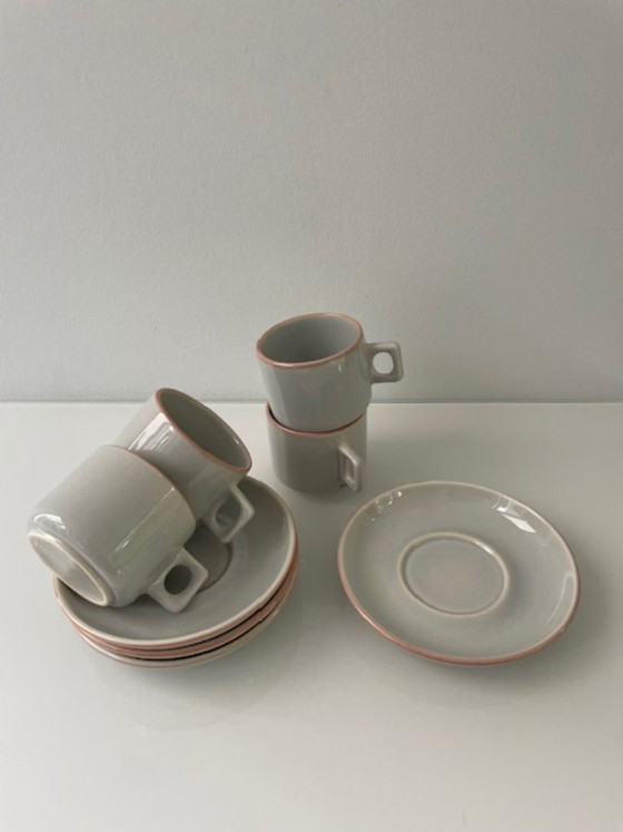 Image 1 of 4x tazas y platillos de diseño holandés Driehoek Huizen