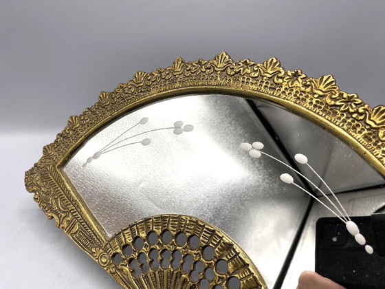 Miroir Français Vintage en Bronze en Éventail – Miroir Art Nouveau – Glass (photo 7 of 11)