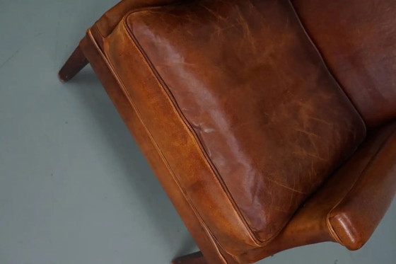 Image 1 of Vintage Nederlandse clubfauteuil van cognackleurig leer