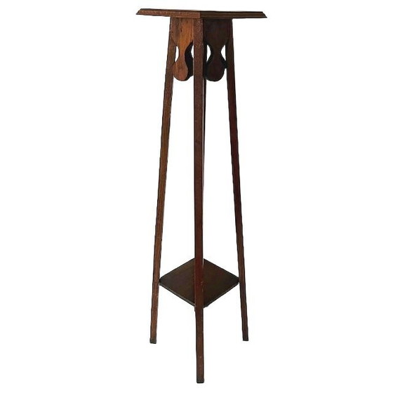 Image 1 of Hochwertiger antiker niederländischer Jugendstil-Pflanztisch aus Teakholz, 1900er Jahre