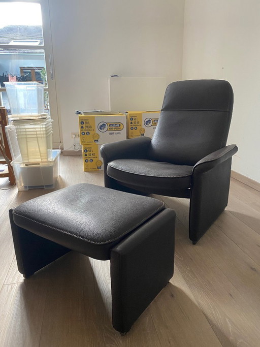 De Sede DS-50 relax fauteuil + ottoman - verstelbare rugleuning - neck leer