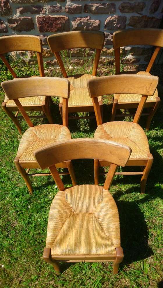 6 sedie da bistrot in paglia e faggio – Sedie da pranzo, Wood, Vintage (photo 8 of 15)