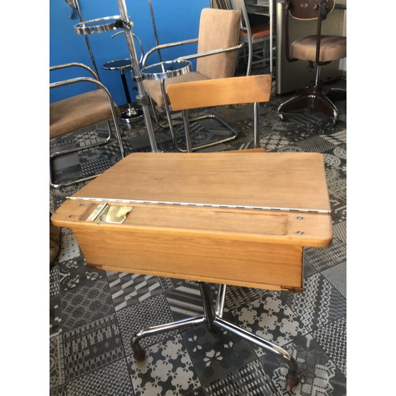 Image 1 of Vintage school table in beech wood, Czechoslovakia 1940