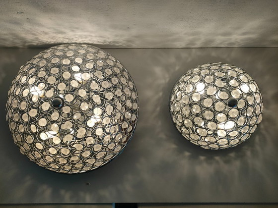 Image 1 of Retro transparent ceiling lamp with halogen lighting (large version).