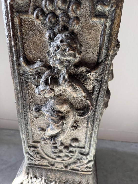 Image 1 of Unique French Pedestal - Column with Stunning Patina and Ornaments