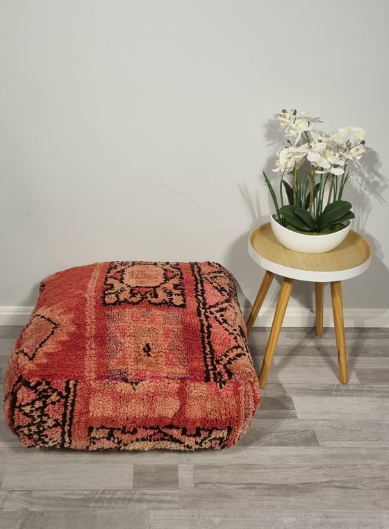 Image 1 of Pink Peach Berber Pouf, Moroccan Pouf